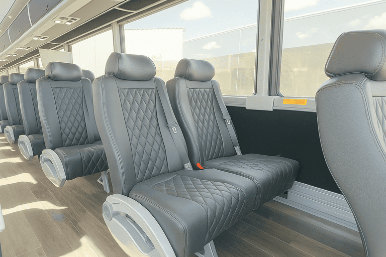 interior of Independence Minibus Company charter bus